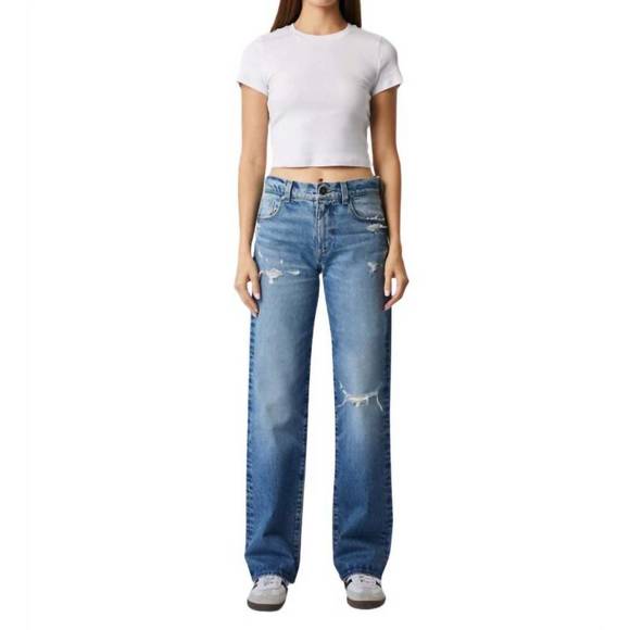 NEW EDYSON vincent high rise long wide leg jeans in medium maggio wash - Picture 1 of 4